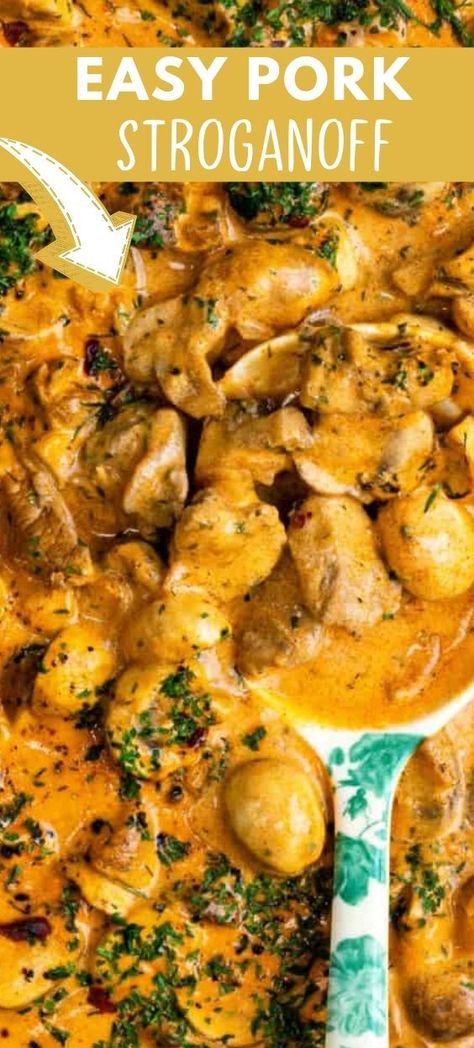 Pork Loin Stroganoff, Pork Steak Casserole Recipes, Pork Stroganoff Recipes Mushroom Soup, Pork Tenderloin Stroganoff Recipe, Pork Stroganoff Recipes Easy, Diced Pork Sirloin Recipes, Pork Tenderloin Casserole Recipes, Pork Fillet Recipes Easy, Pork Strips Recipes Dinners