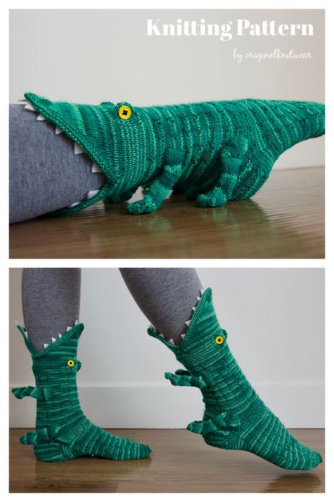 Crochet Crocodile Socks, Knit Crocodile Socks Free Pattern, Crocodile Socks Free Pattern, Crocodile Socks Crochet Pattern, Cute Things To Knit, Crocodile Socks, Socks Knitting Pattern, Easy Crochet Slippers, Crochet Socks Pattern