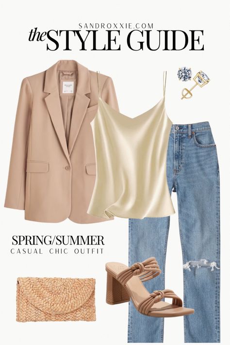 Silk Cami Outfit Summer, Casual Chic Style Outfits, Cami Outfits, Silk Cami Outfit, Boston 2023, Outfit Styling, Boyfriend Blazer, Silk Cami, Casual Chic Outfit