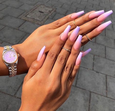 Ombre Nail Art Designs, Unghie Sfumate, Ombre Acrylic Nails, Matte Nails Design, Nail Art Ombre, Coffin Nails Long, Summer Acrylic Nails, Pink Acrylic, Pink Acrylic Nails