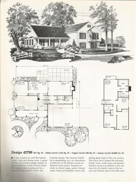 Colonial Tri-Level Tri Level House Plans, Midcentury House Plans, Tri Level House, Split Level Floor Plans, Split Level House Plans, House Plans Colonial, Home Addition Plans, Split Level Home, Colonial House Plans