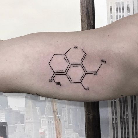 Chemistry Tattoo Symbols, Dopamine Serotonin Tattoo, Dopamine And Serotonin Tattoo Ideas, Dopamine Molecule Tattoo, Pill Tattoo, Serotonin Molecule Tattoo, Simplicity Tattoos, Dopamine Tattoo, Serotonin Tattoo