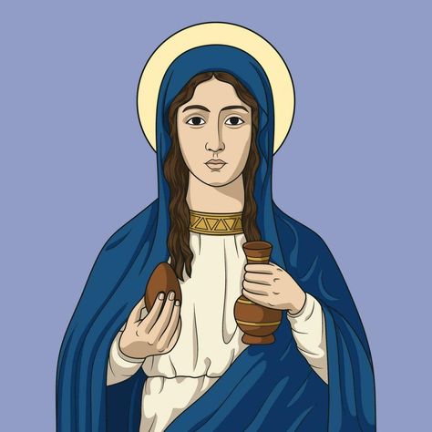 Saint Mary Magdalene Colored Vector Illustration Saint Mary Magdalene, Catholic Orders, Jesus Photo, Mary Magdalene, Saint Mary, Catholic Art, Color Vector, St Mary, Catholic Faith