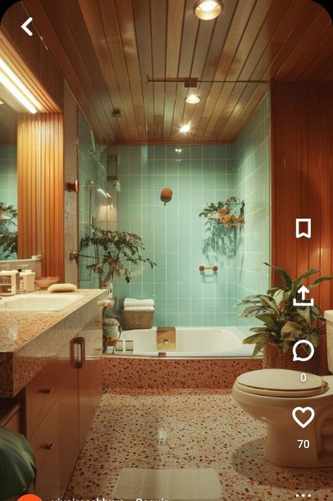 Spa Like Home, Art Bathroom Ideas, 70s Bathroom Aesthetic, Groovy Bathroom, Canvas Art Ideas, 70s Interior Design, Bathroom Ideas Decor, Modern Bathroom Ideas, Wall Canvas Art