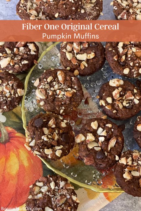 Fiber One Muffins, Fiber One Cereal Recipes, One Muffin Recipe, Fiber Muffins, Fiber Muffin, Fiber Snacks, Breakfast Favorites, Pumpkin Muffins Easy, Cholesterol Lowering