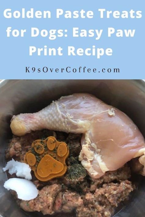 Golden Paste Treats for Dogs: Easy Paw Print Recipe + Turmeric Tater Tots For Me - K9sOverCoffee Dog Food Meal Prep, Golden Paste For Dogs, Homemade Raw Dog Food, Dog Exercise Ideas, Tator Tot Recipe, Golden Paste, Raw Breakfast, Treat For Dogs, Food Commercial