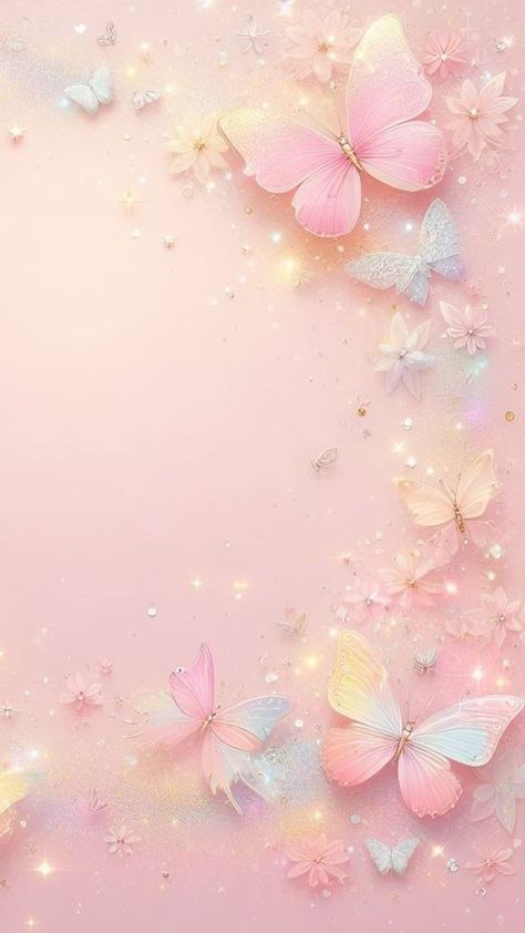 Butterfly Phone Wallpaper, Glittery Wallpaper, Floral Cards Design, Butterfly Wallpaper Backgrounds, Phone Wallpaper Pink, Pretty Phone Wallpaper, Floral Wallpaper Phone, Flower Iphone Wallpaper, Wallpaper Nature Flowers