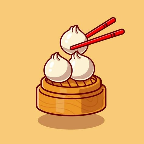 Dim sum with chopstick cartoon | Premium Vector #Freepik #vector #food #restaurant #cartoon #chinese Food Illustration Design, Food Cartoon, Beautiful Logos Design, Food Logo Design, Restaurant Logo, Vector Icons Illustration, Cute Food Drawings, Illustration Food, Cartoon Logo