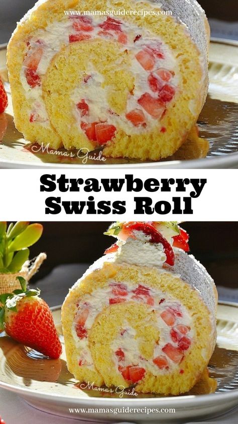 Strawberry Swiss Roll Strawberry Swiss Roll Cake Recipe, Strawberry Swiss Roll, Strawberry Roll, Swiss Roll Cakes, Strawberry Roll Cake, Swiss Cake, Classy Birthday, Swiss Roll Cake, Cake Rolls