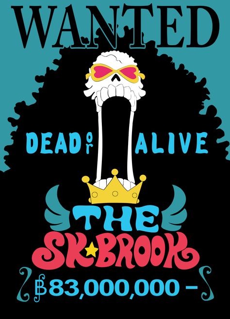 SOUL KING BROOK wanted poster with hd quality Brook Bounty, Soul King Brook, Soul King, Brooks One Piece, One Piece Bounties, Bad Drawings, Wanted Poster, One Piece Wallpaper Iphone, The Pirate King