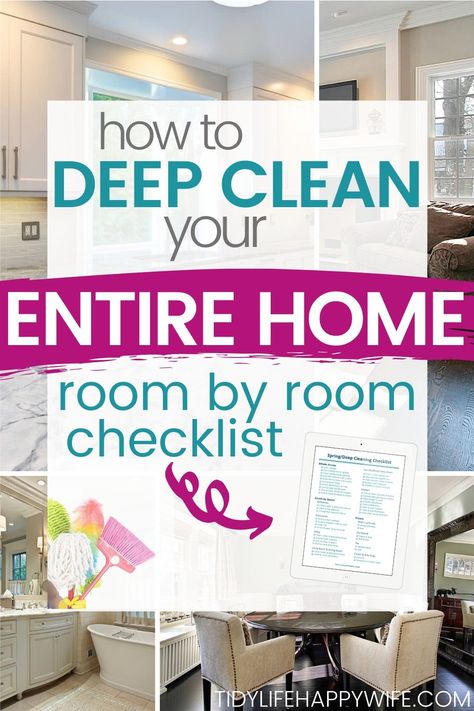 Deep Cleaning Room, How To Deep Clean Your House, Deep Clean Checklist, Deep Cleaning Lists, Deep Clean Kitchen, Deep Cleaning House Checklist, Deep Cleaning Schedule, Spring Cleaning List, Room Checklist