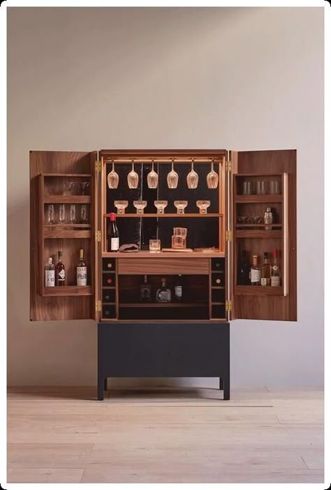 Alcohol Cabinet, Bar Cabinet Design, Crockery Cabinet, Home Bar Cabinet, Home Bar Rooms, Modern Home Bar, Home Bar Designs, Home Bar Furniture, Bar Room