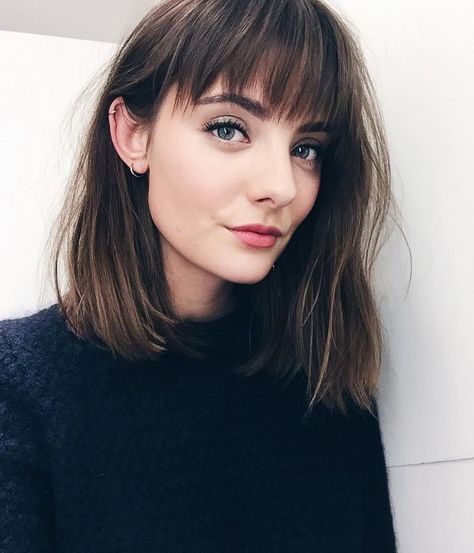 Blunt Lob with Bangs Bob Lung, Long Bobs, Brunette Bob, Curated Closet, Hair Bangs, Hair Styles 2017, Haircuts With Bangs, Medium Hair Cuts, Long Bob