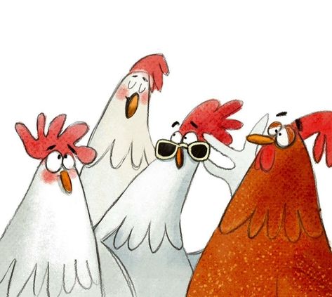 Team Illustration, Weird Birds, Chicken Drawing, Chicken Images, Chicken Illustration, Chicken Pictures, Art Journal Prompts, Chicken Painting, Cute Chicken