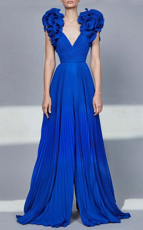 Blacktie Dress, Elegant Maternity Dresses, Elie Saab Dresses, Electric Blue Dresses, Shower Dress, Chiffon Jumpsuit, Printed Gowns, Jumpsuit Elegant, Cocktail Gowns