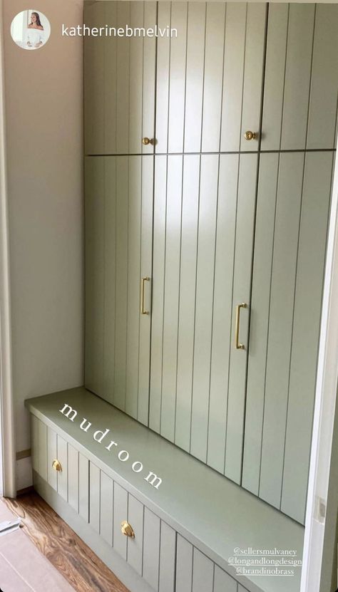 Entrance Hallway Joinery, Fluted Wall Mudroom, Mudroom Joinery, Inbuilt Hallway Storage, Flat Panel Mudroom Cabinets, Foyer Wardrobe, Small Mudroom Lockers, Hallway Mudroom Narrow Storage Cabinets, Built In Hallway Storage