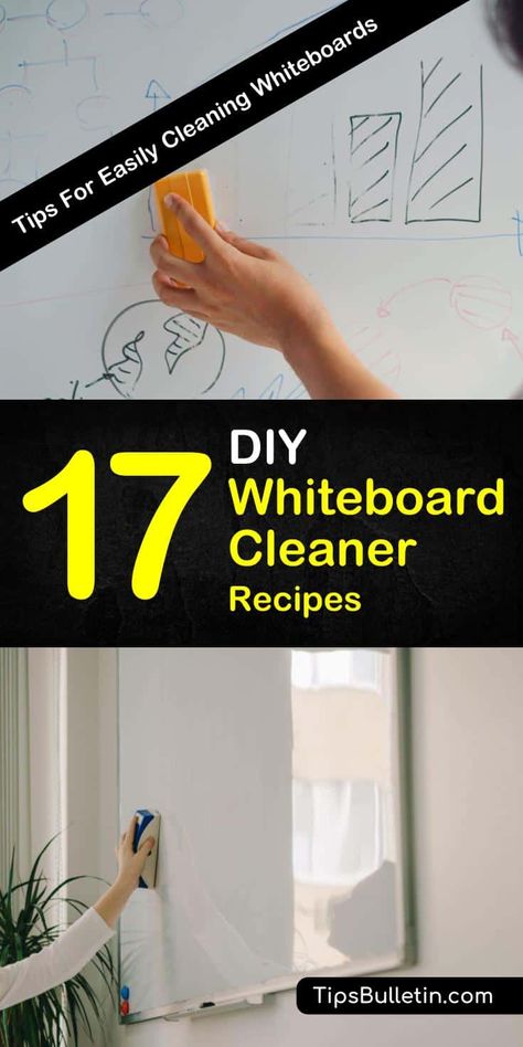 Use rubbing alcohol, baking soda, or other household items to restore that dingy whiteboard with one of our DIY whiteboard cleaner recipes. Learn how to create your own whiteboard spray cleaner. #whiteboardcleaner #spraycleaner Clean Dry Erase Board, White Board Cleaner, Diy Whiteboard, Arm And Hammer Super Washing Soda, Homemade Glass Cleaner, Diy Cleaner, Vinegar Cleaner, Spray Cleaner, Deep Cleaning Hacks