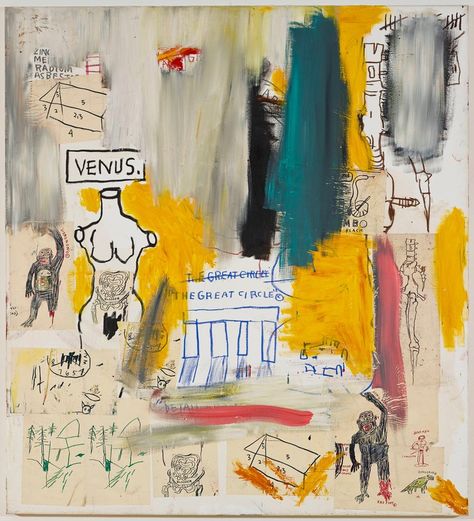 image of 'Untitled (Venus/The Great Circle)' Graffiti Skeleton, Basquiat Untitled, Basquiat Skull, Jean Basquiat, Jm Basquiat, Jean Michel Basquiat Art, Art Crown, Basquiat Paintings, Basquiat Art