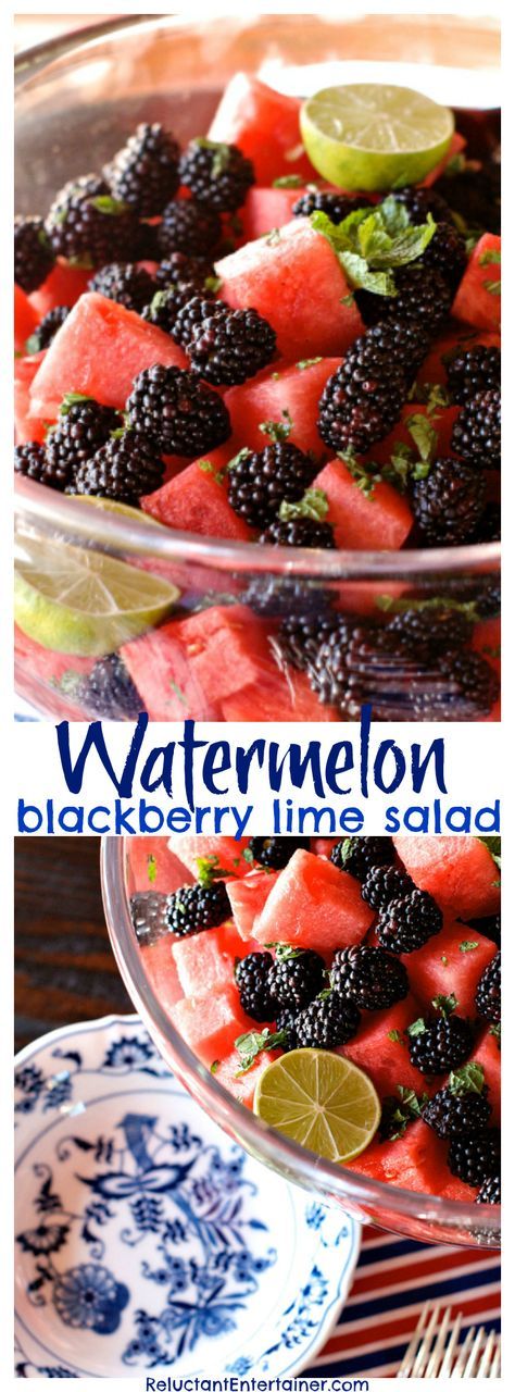 Watermelon Blackberry Salad, Blackberry Salad, Lime Salad, Holiday Potluck, Potluck Ideas, Potluck Desserts, Fruit Salads, Lime Sauce, Potluck Dishes