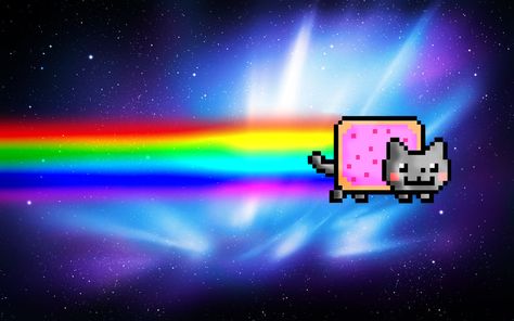 Nyan Cat Wallpaper for Computer | Nyan Cat Wallpaper by ~ExplosivePixel on deviantART Scenecore Wallpaper Desktop, Scene Kid Wallpaper Desktop, Scene Laptop Wallpaper, Scene Kid Wallpaper, Tac Nayn, Scenecore Wallpaper, 2000s Internet, Nya Cat, Scene Wallpaper