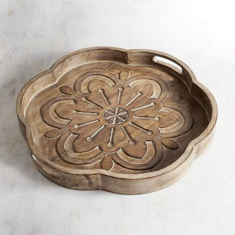 Willow Hand, Carved Tray, Flower Tray, Wooden Bowl, Indoor Patio Furniture, Pier 1, Unique Home Decor, Mango Wood, Plant Decor