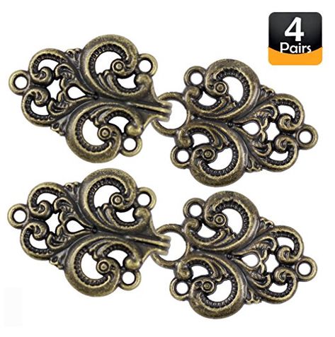 Amazon.com: Bezelry Swirl Flower Cape or Cloak Clasp Fasteners . Pack of 4 Pairs . 65mm x 28mm Fastened. Sew On Hooks and Eyes Cardigan Clip (Antique Brass) Cloak Clasp, Brass Fasteners, Cardigan Clips, Sewing Material, Hook And Eye, Blue Painting, Amazon Art, Copper Color, Sew On