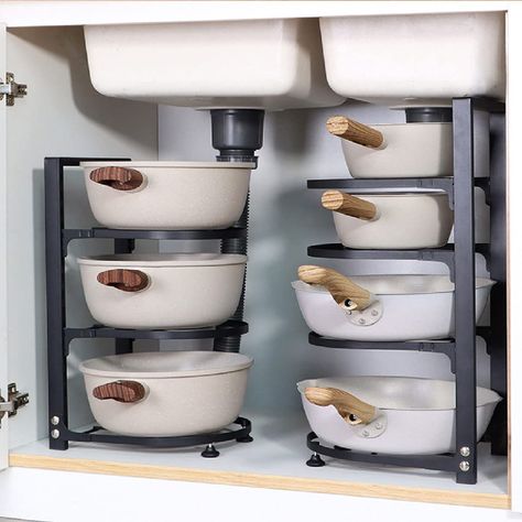 Pan Shelf Storage, Under Counter Pot And Pan Storage, Under Sink Pots And Pans Storage, Kitchen Cabinets Pots And Pans Storage, Pan Organization Cabinet, Pot And Pan Organization, Pan Storage Kitchen, Pot And Pan Storage, Pots And Pans Storage