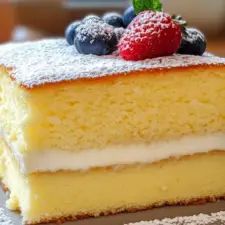 Vanilla Magic Custard Cake, Magic Custard Cake, Comfort Desserts, Custard Cake, Milk Cake, Magic Cake, Dairy Free Diet, Chocolate Sauce, Confectioners Sugar