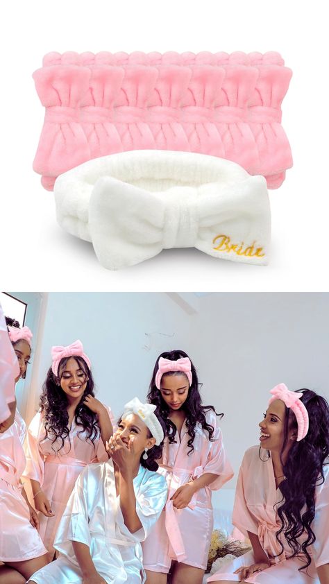 "Enhance the pre-wedding pampering with our Spa Headbands! A set of 8, perfect for bachelorette parties. These headbands make ideal gifts for the bride and bridesmaids, ensuring you look and feel your best before the big day. From skincare routines to makeup application, these headbands offer both style and practicality. Elevate the bachelorette experience and get ready to glow! 💆‍♀‍👰💄 #BachelorettePartyFavors #SpaHeadbands #BridalSkincare #BridesmaidGifts #BacheloretteIdeas" #SPA Bachelorette Party Spa, Spa Bachelorette Party, Spa Bachelorette, Bachelorette Party Headband, Spa Headbands, Bridal Skin Care, Gifts For The Bride, Bride And Bridesmaids, Bridal Party Favors