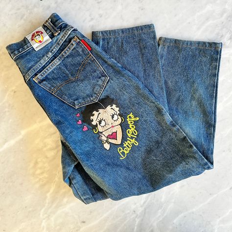 Betty Boop Jeans, Betty Boop Y2k, 00s Mode, Painted Clothes Diy, Mode Hippie, 2000s Clothes, Cute Pants, 2000s Fashion Outfits, Painted Clothes