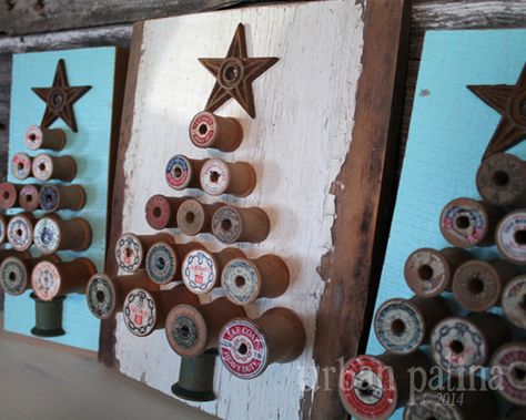 Vintage Sewing Spool Trees Wooden Thread Spools, Wooden Spool Crafts, Spool Ideas, Spool Crafts, Vintage Christmas Crafts, Wood Spool, Wooden Spool, Wooden Spools, Thread Spools