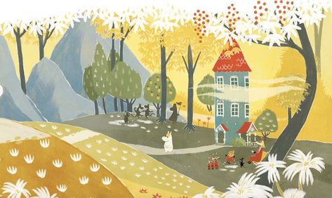 Moomin Wallpaper, Moomin Cartoon, Autumn House, Tove Jansson, Pattern Pictures, Scrapbook Printables, Computer Wallpaper, Blue House, Wallpaper Pc