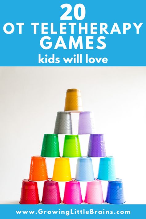 20 OT Teletherapy Games Kids will love — Growing Little Brains Sensory Games For Kids, Occupational Therapy For Kids, Therapy Games For Kids, Play Therapy Activities, Occupational Therapy Kids, Occupational Therapy Activities, Pediatric Occupational Therapy, Therapy Games, Games Kids