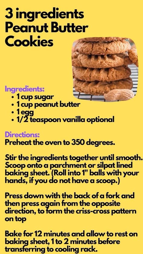 Easy Peanut Butter Cookies 3 Ingredients, Recipe For Peanut Butter Cookies, Three Ingredient Peanut Butter Cookies, Cooking Mistakes, 3 Ingredient Peanut Butter Cookies, Homemade Peanut Butter Cookies, 3 Ingredient Cookies, Cookie Recipes Chewy, Biscuits Diététiques