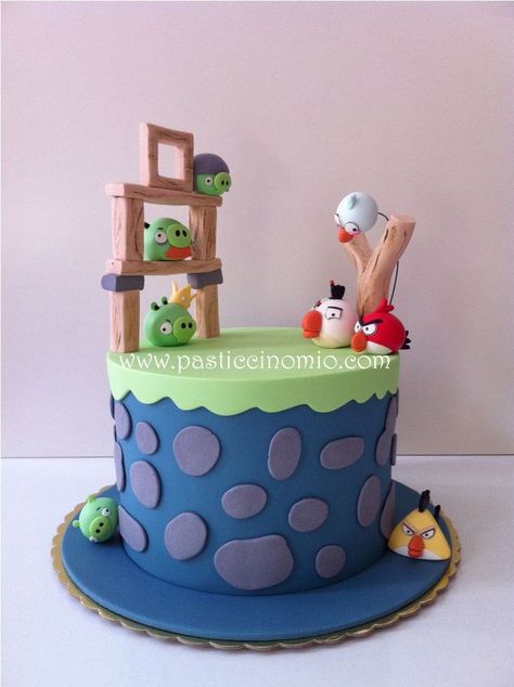 Angry Birds Cake — Children's Birthday Cakes Angry Birds Birthday Party Ideas, Angry Birds Birthday Cake, Angry Bird Cake, Angry Birds Cupcakes, Angry Birds Birthday Party, Angry Bird Party, Birds Birthday Party, Angry Birds Birthday, Bird Birthday Parties