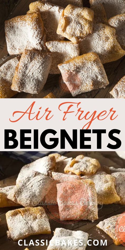 Beignets Air Fryer, Air Fryer Beignets, Beignets Easy, Gluten Free Beignets, Air Fryer Recipes Dessert, Beignet Recipe, Air Fryer Recipe, Donut Recipe, Air Fryer Dinner Recipes