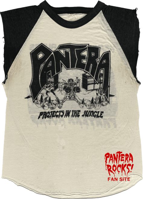 PANTERA ''PROJECTS IN THE JUNGLE HEAVY METAL RULES TOUR '85'' (PANTERA ROCKS) Pantera Band, Metal Outfit, Metal Band Shirts, Vintage Band T Shirts, Clothes Board, Heavy Metal Fashion, Metal Shirts, Metal T Shirts, Vintage Band Tees