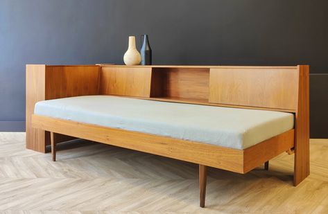 Daybed As Bed, Unique Daybeds, Mid Century Day Bed, Wood Day Bed Couch, Mid Century Single Bed, Thuma Daybed, Daybed Office, Mcm Daybed, Mid Century Daybed