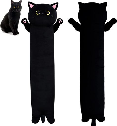 Black Cat Plushie, Long Cat Plush, Black Cat Stuffed Animal, Kawaii Black Cat, Black Cat Pillow, Black Cat Plush, Cat Stuffed Animal, Cat Plushie, Stuffed Cat