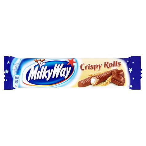 Milky Way Crispy Rolls, Milky Way Bars, Crispy Rolls, Waffle Sticks, Mars Chocolate, Crispy Waffle, Cadbury Dairy Milk, Chocolate Snacks, Morning Snack