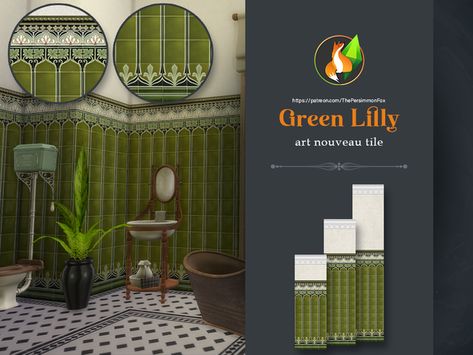 Art Nouveau Tile, Art Nouveau Tiles, Vintage Homes, Tumblr Sims 4, Sims 4 Furniture, Iconic Art, Sims Building, Sims House Plans, Sims House Design