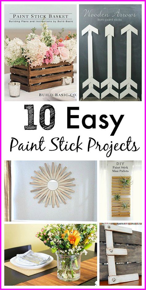 Lots of cute craft ideas! Easy Paint Stick Projects - Paint sticks are an amazingly versatile (and free) DIY crafting resource! Check out these 10 paint stir stick projects for some cute thrifty craft ideas! DIY home decor projects, easy crafts Paint Stick Projects, Paint Sticks Projects, Painted Sticks Diy, Paint Stick Crafts Diy Projects, Cute Craft Ideas, Stick Projects, Paint Stick Crafts, Craft Ideas Easy, Thrifty Crafts