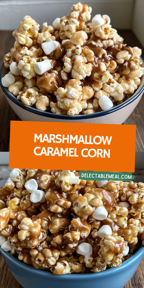 Craving something sweet and crunchy? Marshmallow Caramel Corn is the perfect snack for you! This easy-to-make treat combines the best caramel popcorn with marshmallows for a fun, gooey dessert. If you’re looking for popcorn party mix recipes, this one is a must-try! #CaramelPopcorn #PopcornParty #MarshmallowPopcorn #DeliciousSnacks Popcorn With Marshmallows, Best Caramel Popcorn, Marshmallow Caramel, Party Mix Recipe, Marshmallow Popcorn, Popcorn Party, Mix Recipes, Caramel Corn, Caramel Popcorn