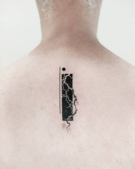 Asian Lightning Tattoo, Storm Dragon Tattoo, Small Lightening Tattoo, Black Rectangle Tattoo Cover Up, Lightning Tattoo Women Ribs, Thunderstorm Tattoo Lightning, Thunder Lightning Tattoo, Electricity Tattoo Ideas, Back Lightning Tattoo