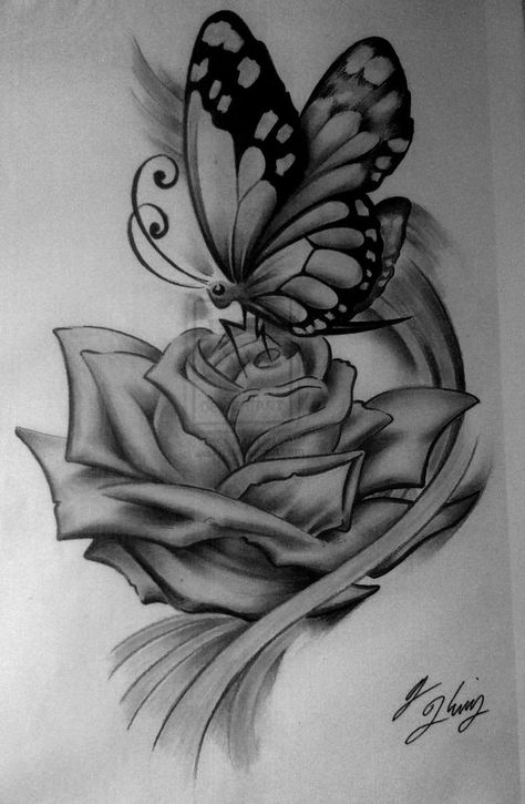 Pin by Naomie Odekerken on Rosas | Rose and butterfly tattoo, Butterfly tattoo designs, Sleeve tattoos Eye In Rose Tattoo, Butterfly Tattoos Images, Rose And Butterfly Tattoo, Butterfly Tattoo On Shoulder, Rose Drawing Tattoo, Floral Tattoo Design, Tattoo Design Book, Butterfly Tattoo Designs, Hip Tattoo