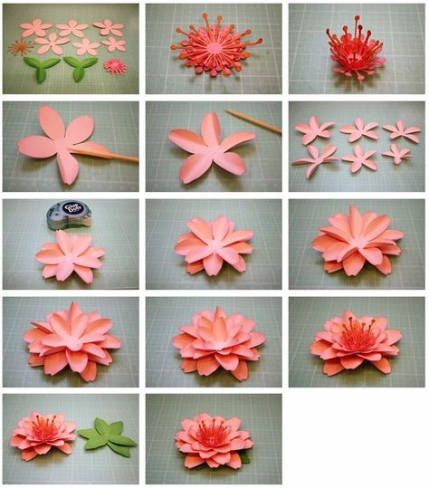 origami flower - 40 Origami Flowers You Can Do  <3 ! 3d Flowers Paper, Diy 3d Flowers, Paper Daffodil, Diy Flower Projects, 3d Templates, 3d Paper Flowers, Make Paper Flowers, Flower Step By Step, Folding Origami