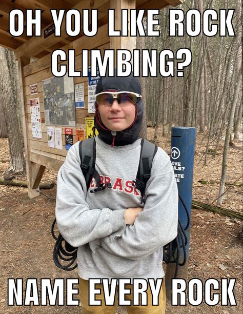 Climbing Hairstyles, Rock Climber Aesthetic, Rock Climbing Funny, Rock Climbing Jokes, Rock Climbing Quotes, Rock Climbing Aesthetic, Climber Problems, Bouldering Wall, Rock Climbing Memes