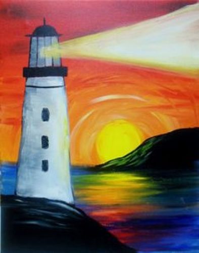 Lighthouse Painting, Lighthouse Art, Paint Nite, Easy Canvas Painting, Night Painting, Light House, Beach Painting, Painting Class, Pastel Art