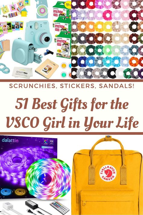 Vsco Wishlist, Scrunchies Stickers, Girls Gift Guide, Velvet Scrunchie, Girl Trends, Vsco Girl, Sticker Collection, Kanken Backpack, Fjallraven Kanken