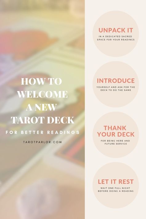 Bless Tarot Deck, How To Bless Tarot Cards, Tarot New Deck, What To Do With A New Tarot Deck, New Tarot Deck Ritual, Tarot 101, New Tarot Deck, Divination Witch, Wicca Recipes